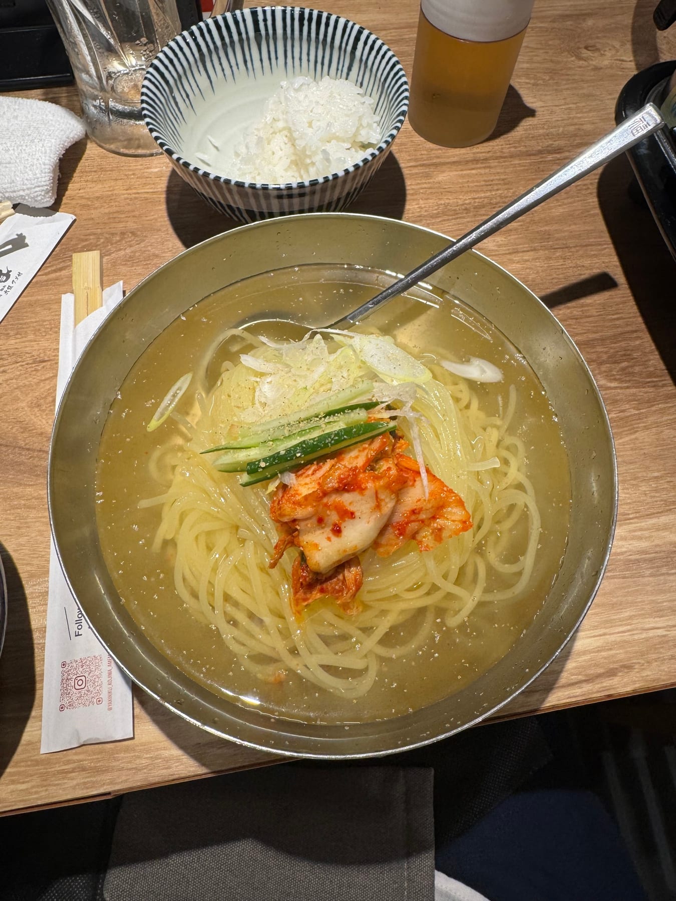 I had a delicious noodle soup with just a bit of kimchi and a drizzle of vinegar.