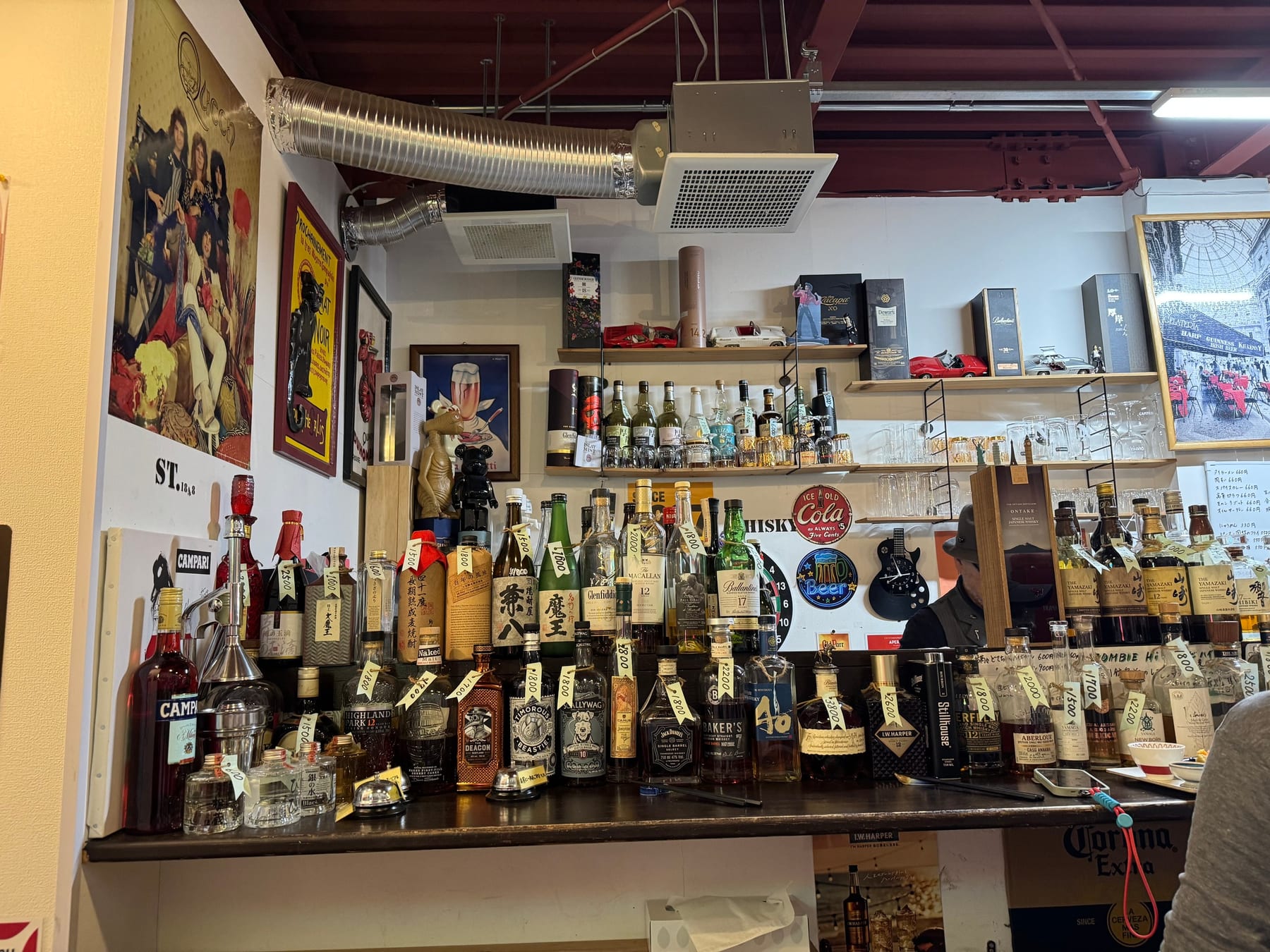 The couple likes to travel, and they bring back whiskey from every place they visit. This is only some of their offering