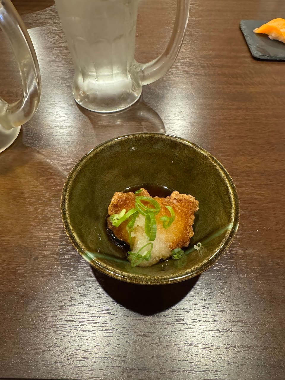 The rice ball amuse was surprisingly delicious.