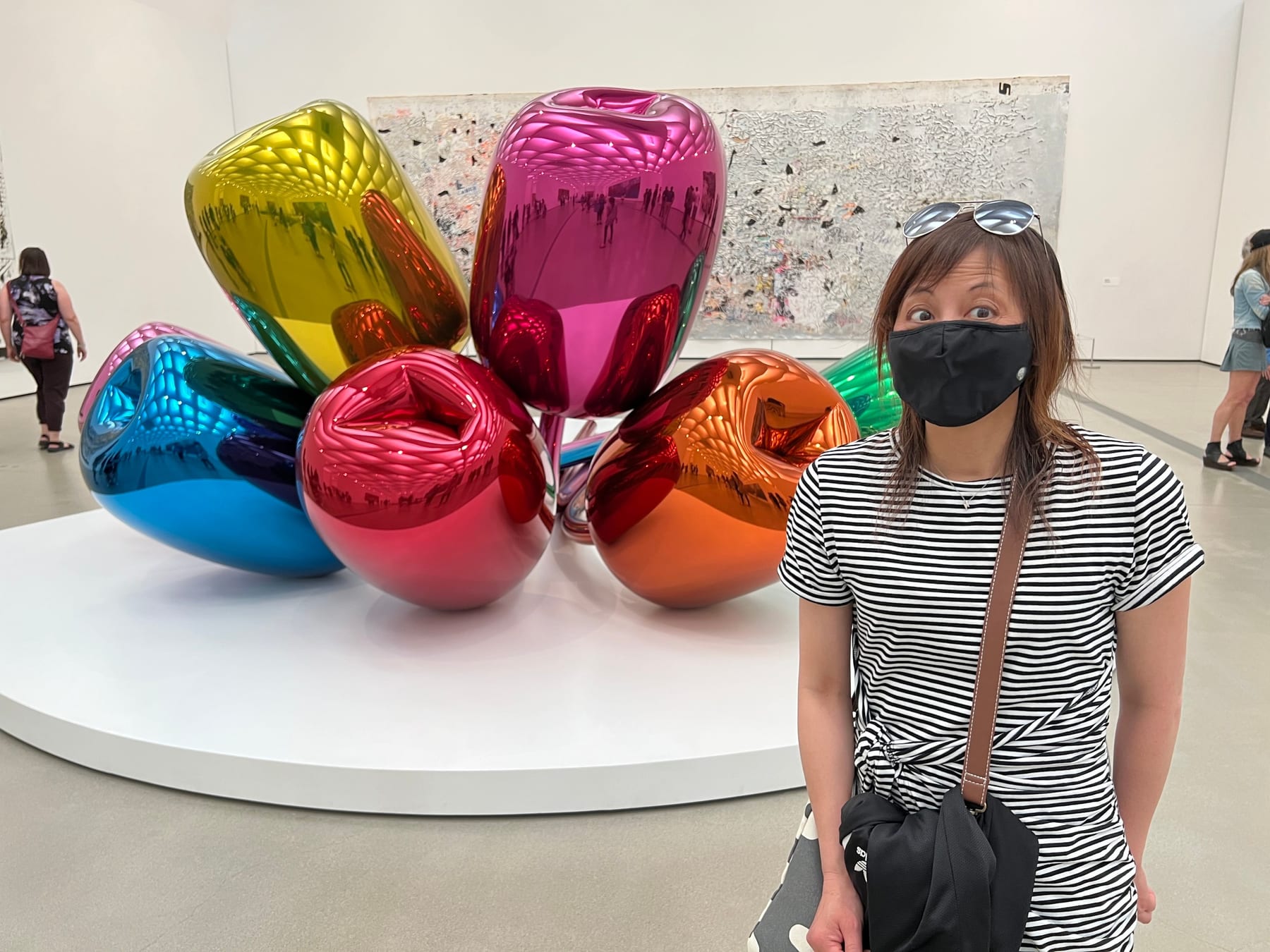 At the Broad Museum, Laura enjoying the mundane.