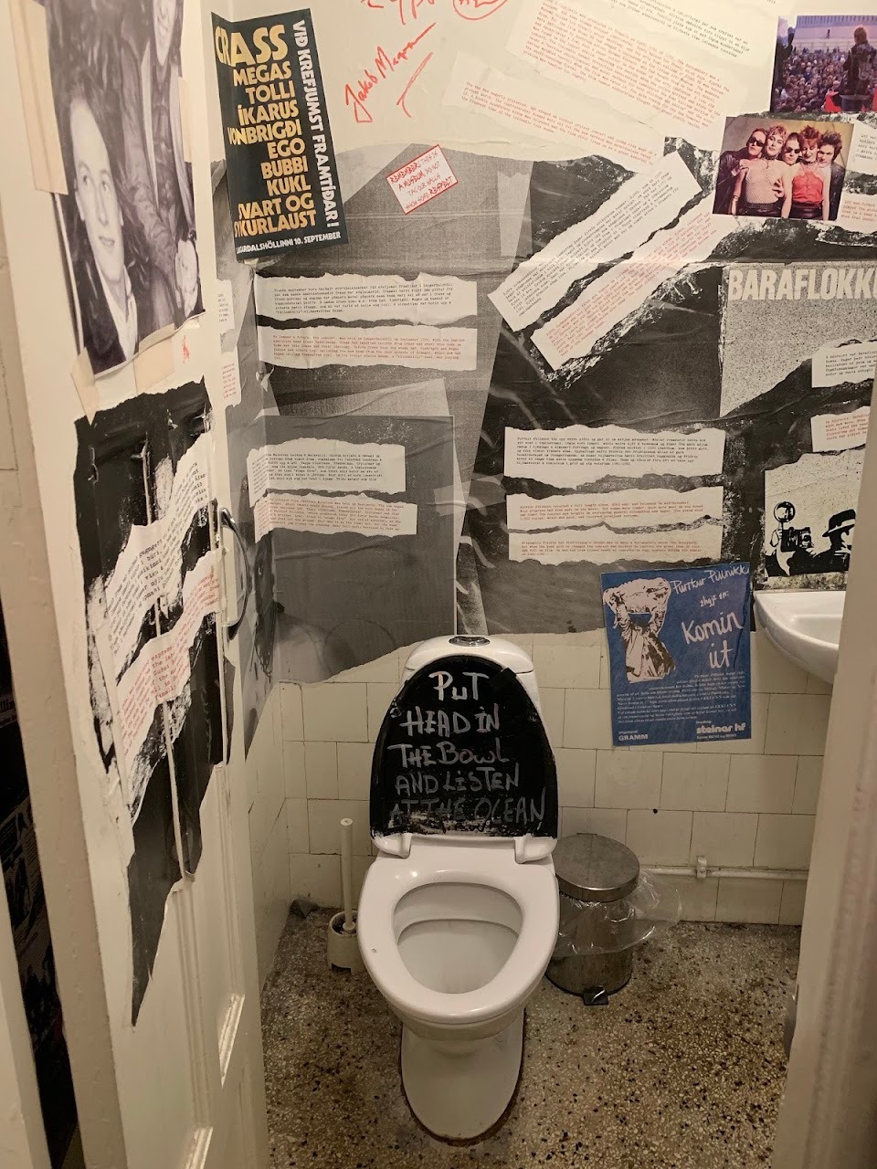 The fixtures are still there from when it was a restroom. I told Anna this is the one time you do not need to follow the