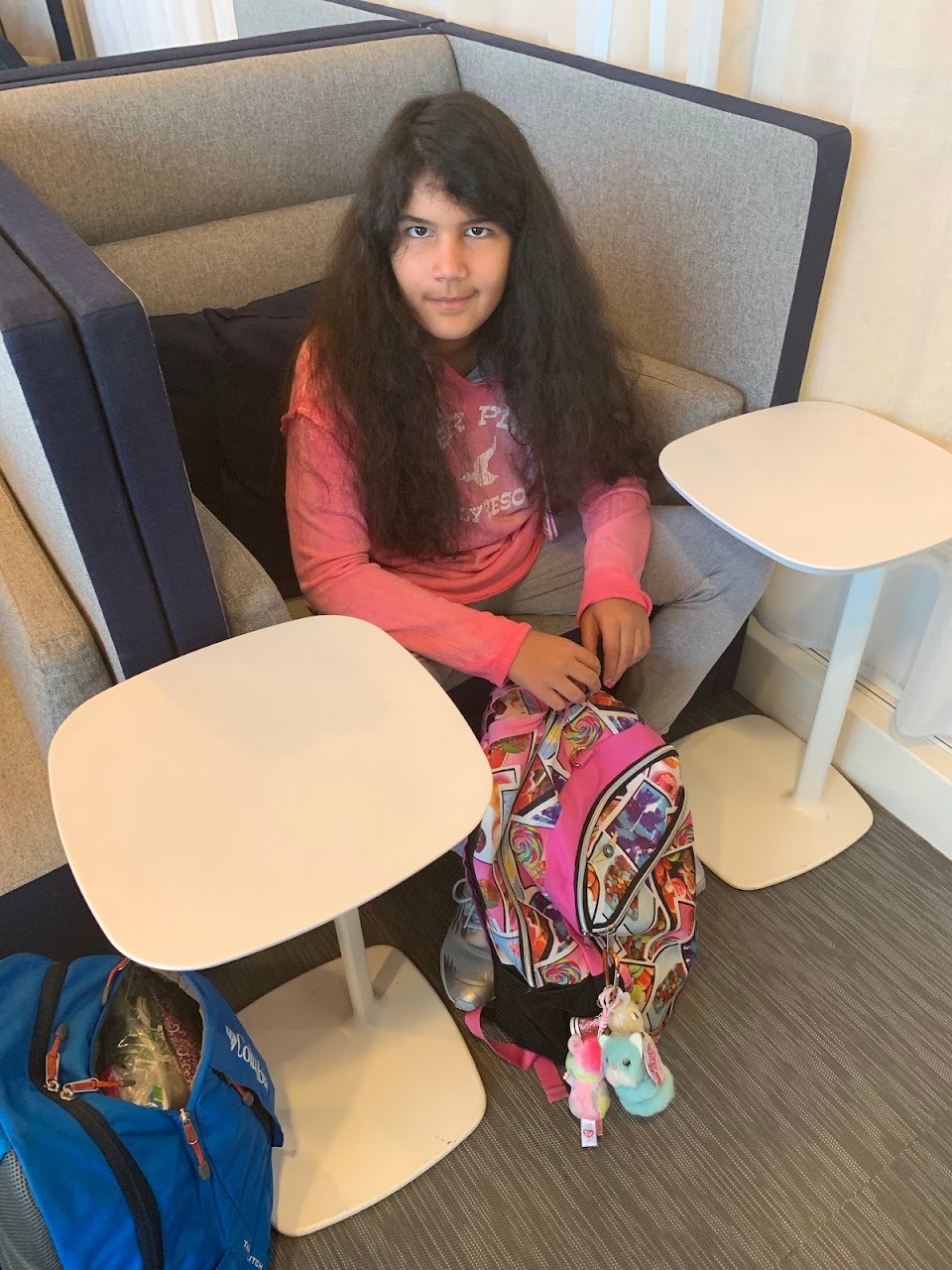 We’ll be home around 10:00 pm tonight after traveling for almost 24 hours. Anna’s looking perky right now!